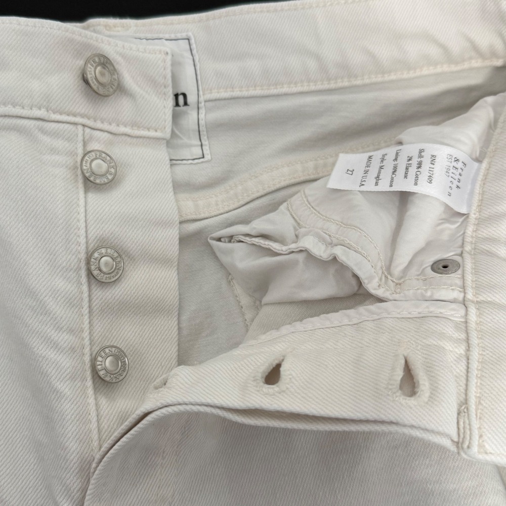 Frank & Eileen Monaghan Straight Leg Jeans Women 27 High Rise White Quiet Luxury - Picture 5 of 16